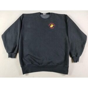Vintage Jerzees Sweatshirt Mens L Black Fleece USMC Inspector Instructor Staff